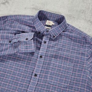 Faherty Brand Shirt Mens Large Blue Plaid Featherweight Flannel Organic Cotton